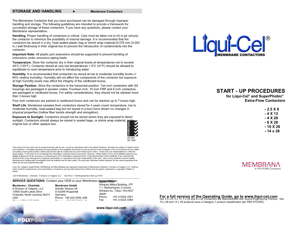 STORAGE and HANDLING Liqui-Celâ Membrane Contators