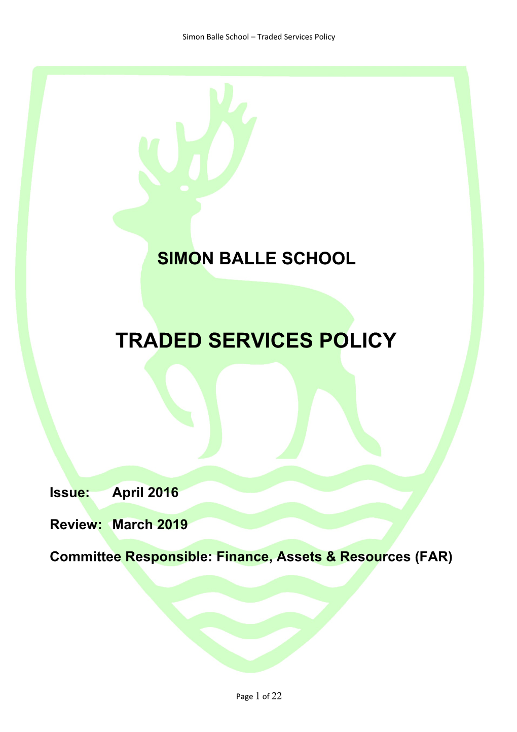 Simon Balle School Traded Services Policy
