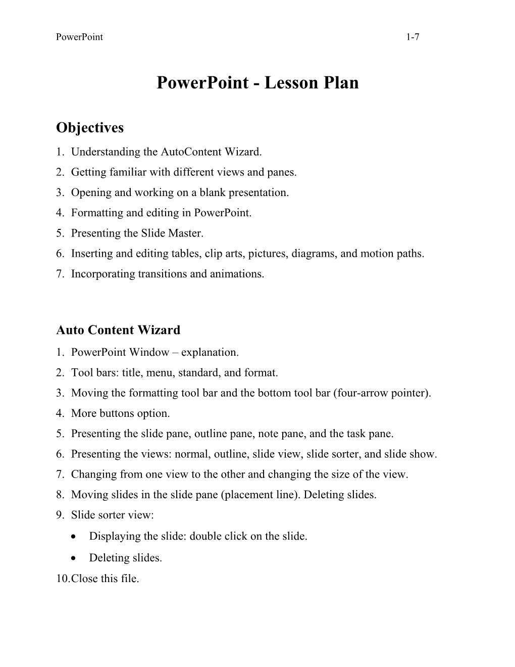 Powerpoint - Lesson Plan