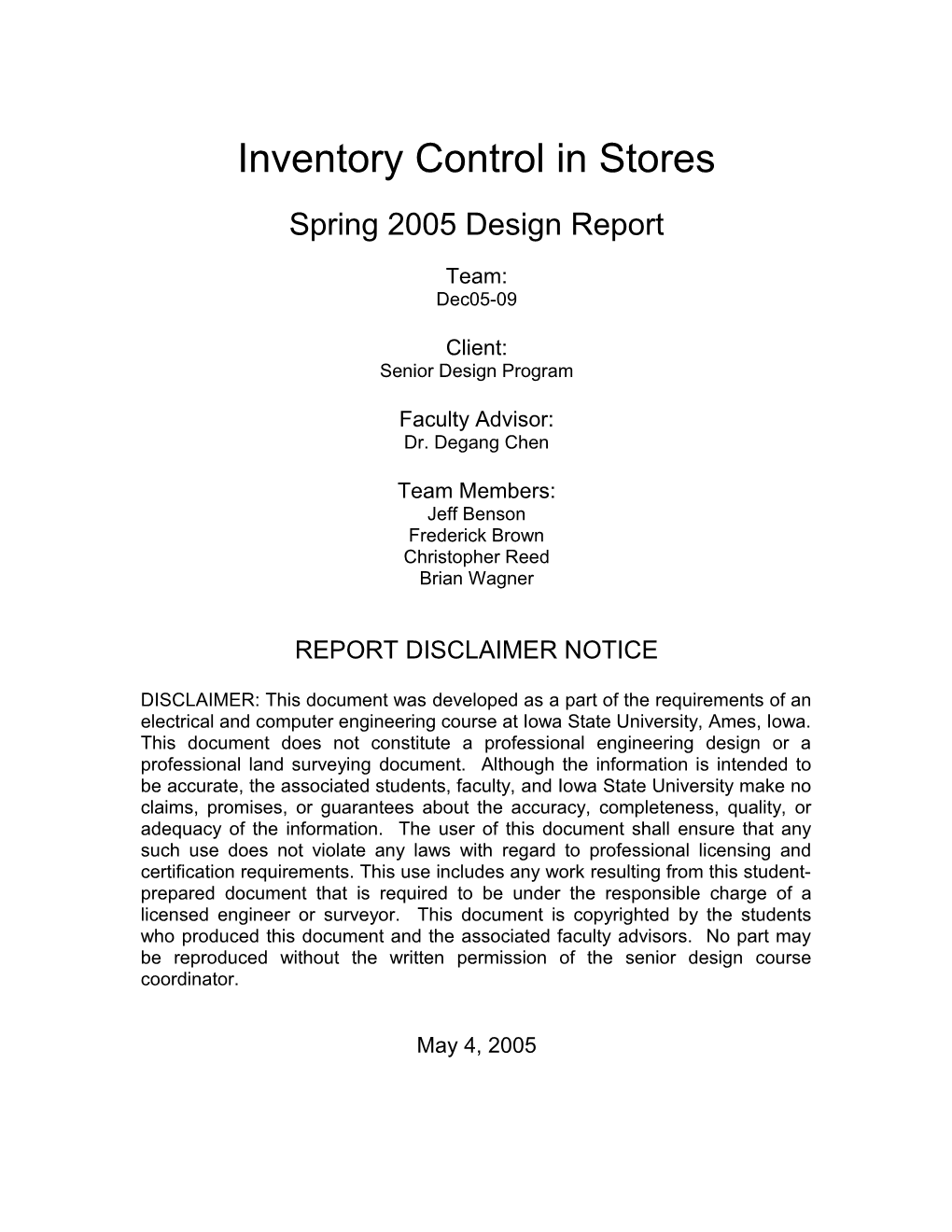 Inventory Control in Stores