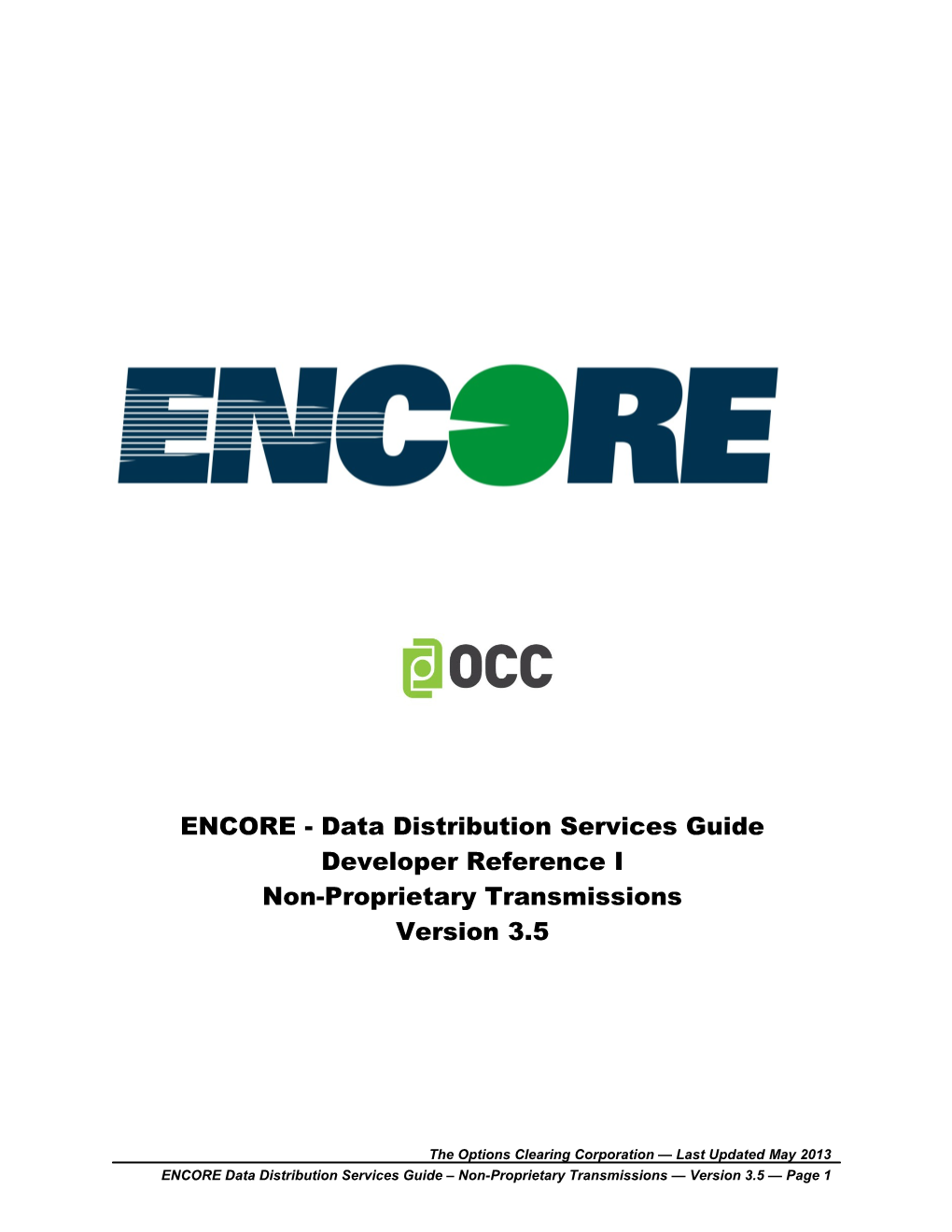 ENCORE DDS Guide - Developer Reference Non-Proprietary Transmissions
