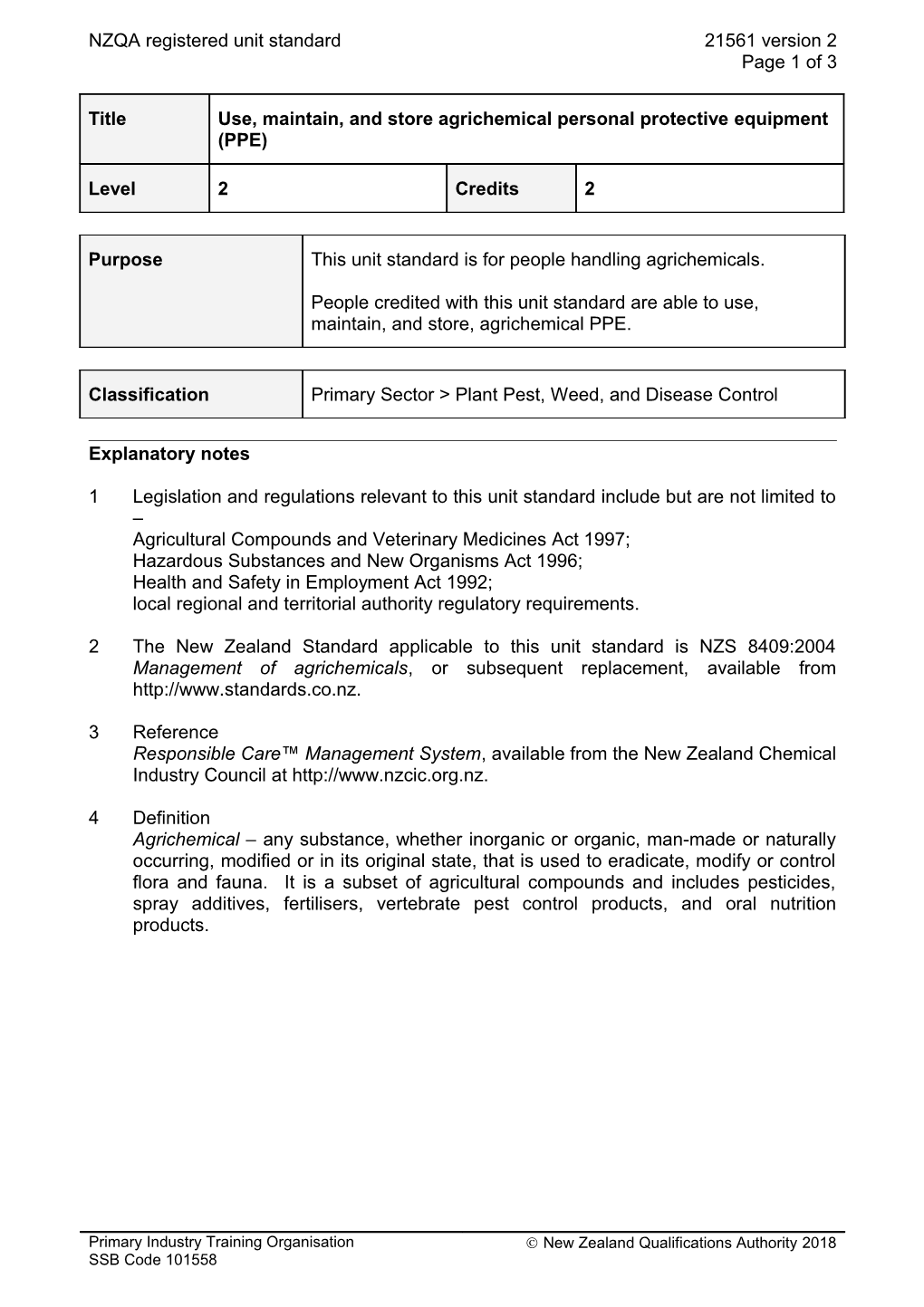 21561 Use, Maintain, and Store Agrichemical Personal Protective Equipment (PPE)