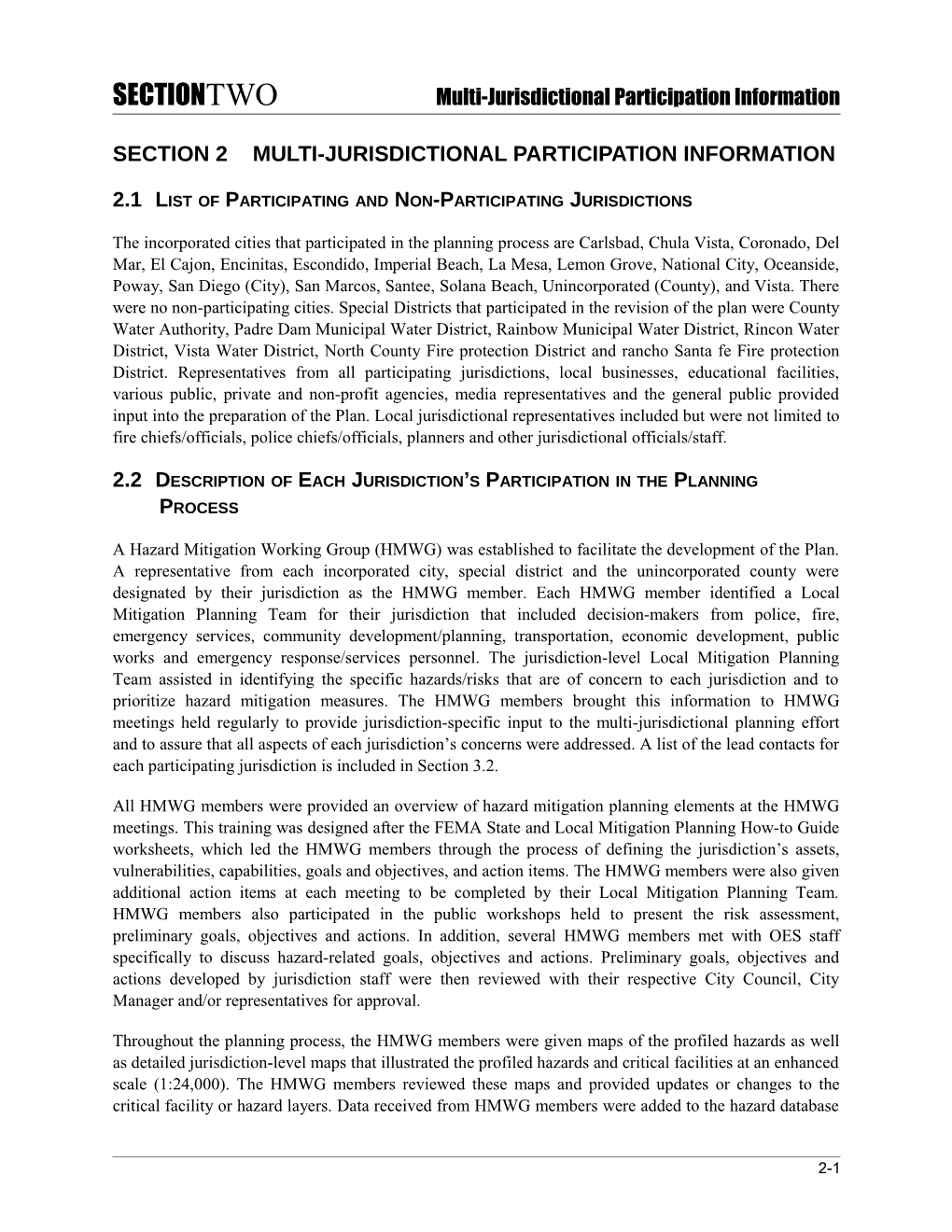 Section 2Multi-Jurisdictional Participation Information