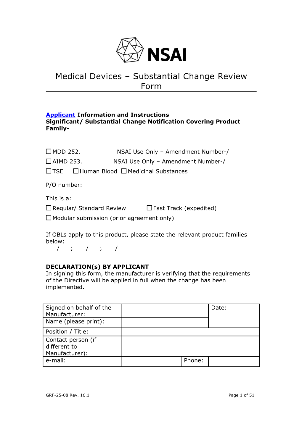 Medical Devices Substantial Change Review Form