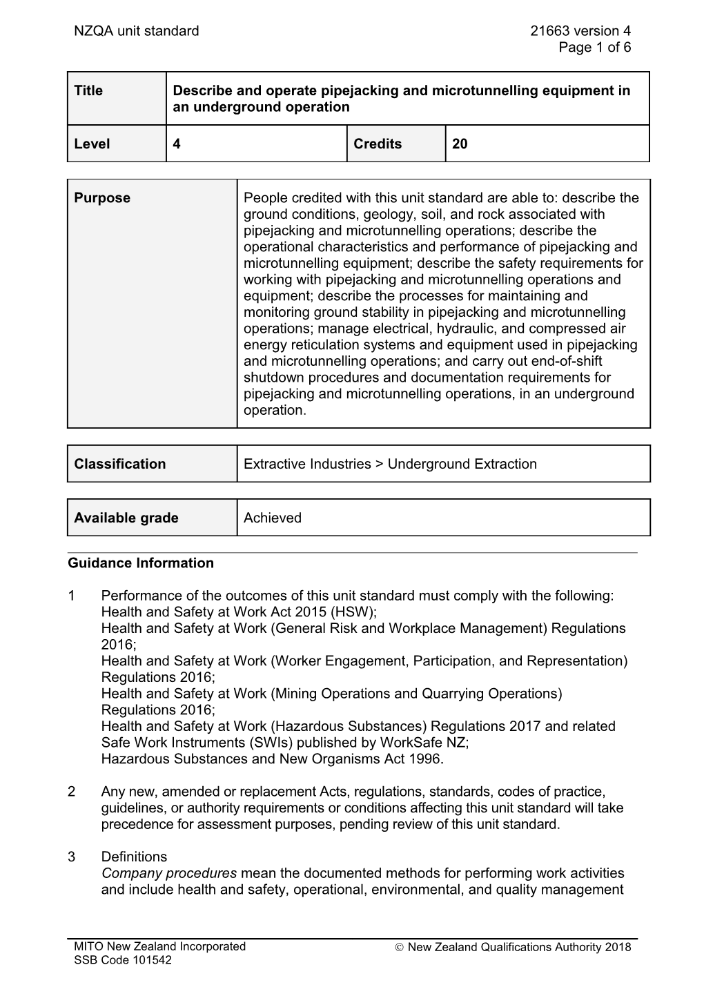 21663 Describe and Operate Pipejacking and Microtunnelling Equipment in an Underground Operation