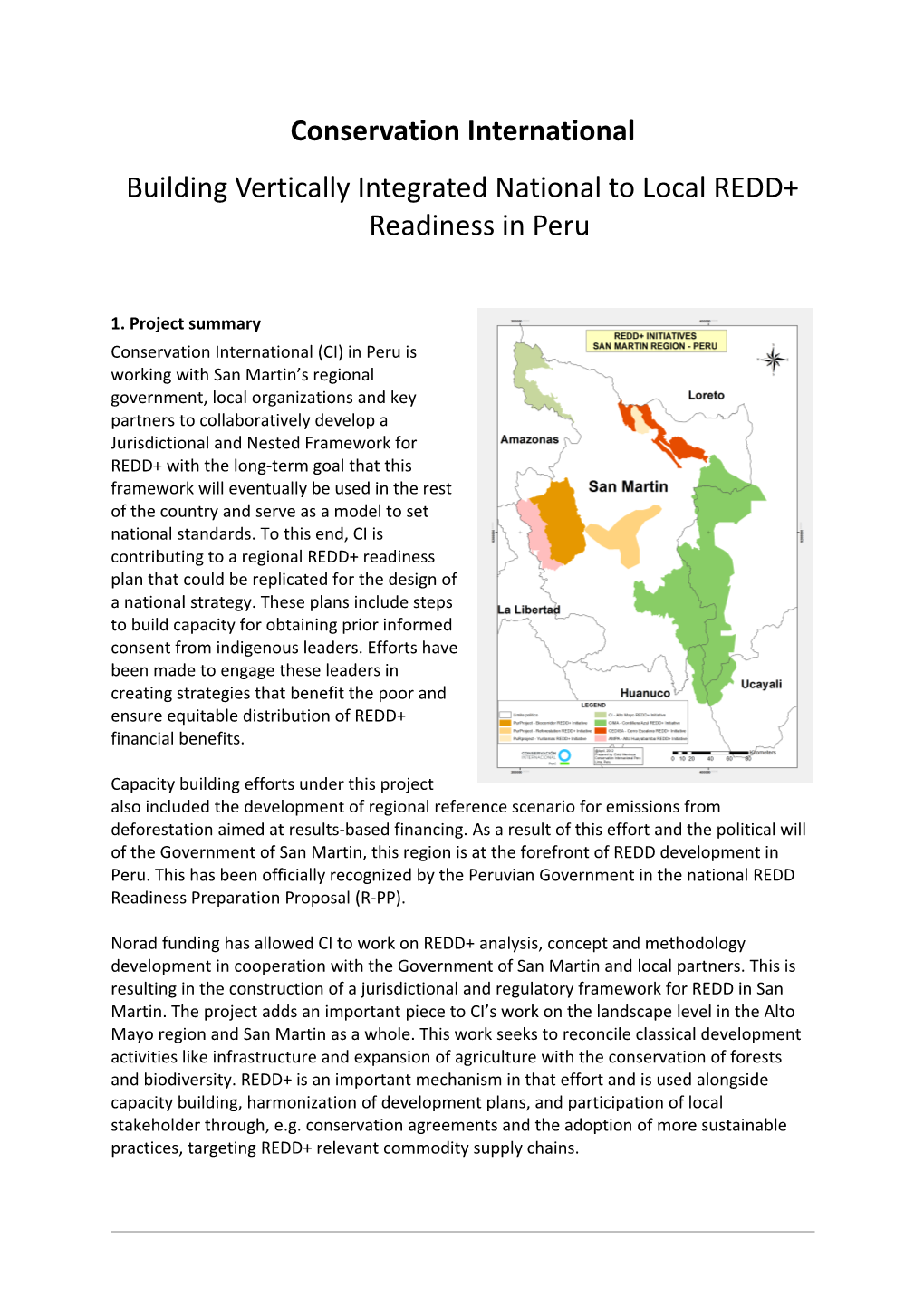 Building Vertically Integrated National to Local REDD+ Readiness in Peru