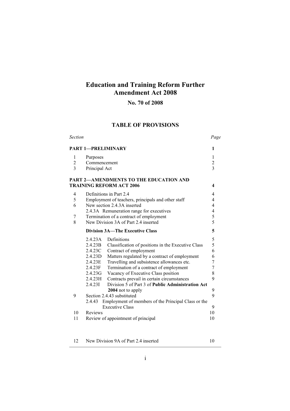 Education and Training Reform Further Amendment Act 2008