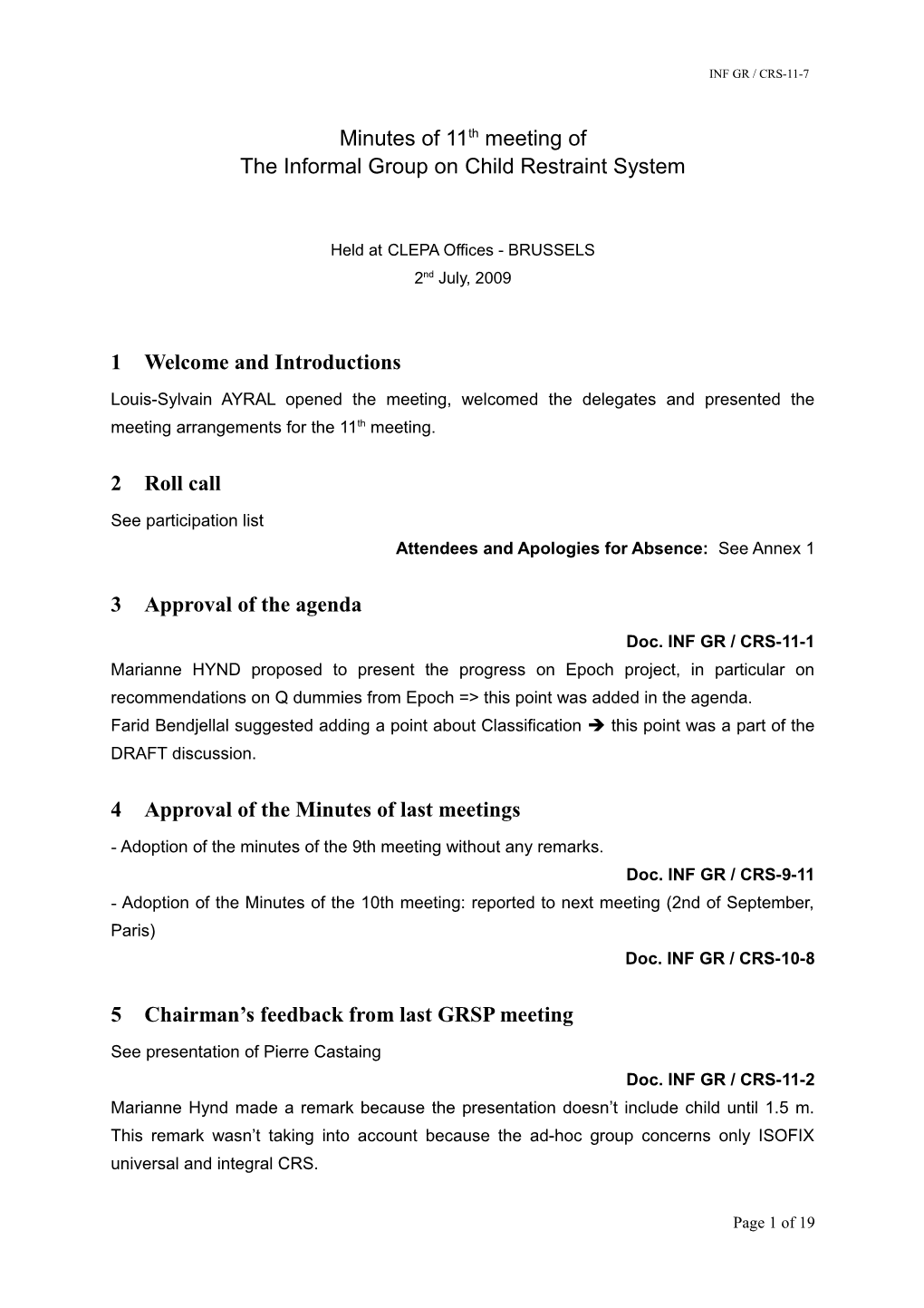 Provisional Agenda for 1St Meeting
