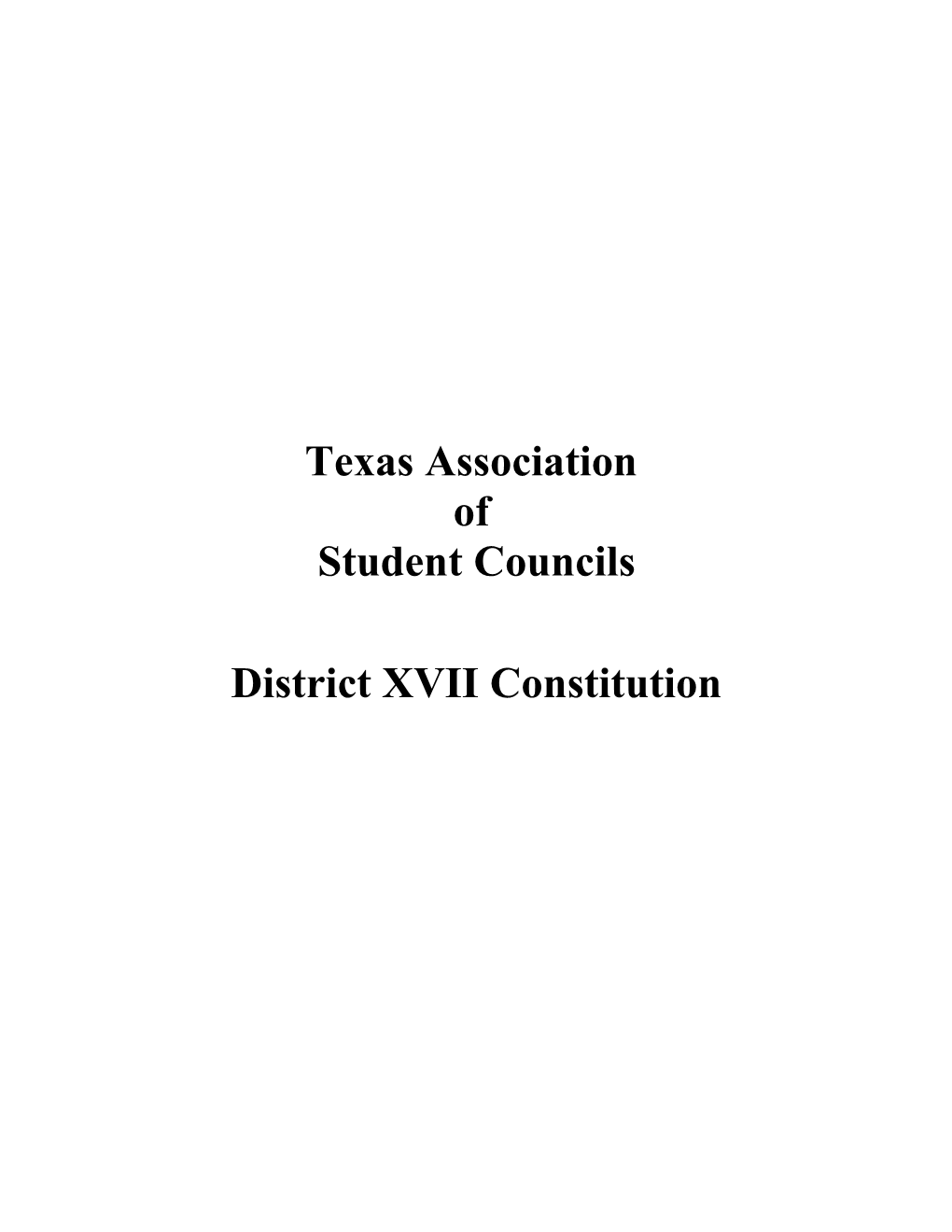 Constitution for the Texas Association of Student Councils District XVII
