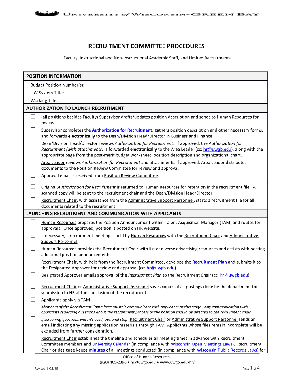 Recruitment Committee Procedures
