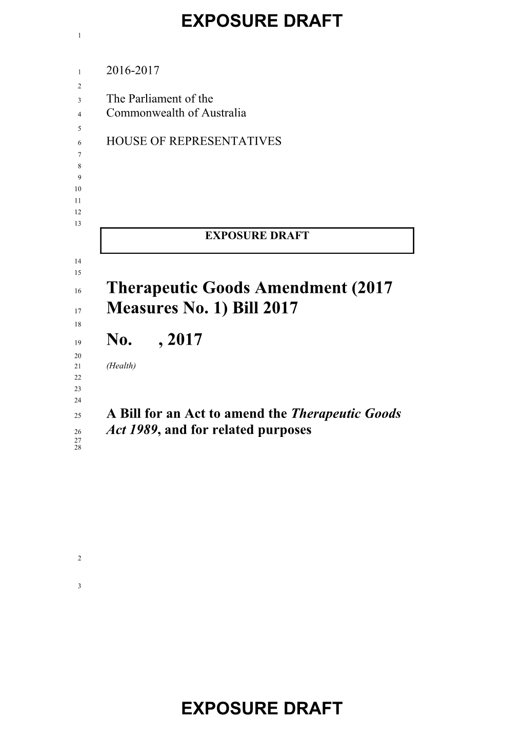 Therapeutic Goods Amendment (2017 Measures No. 1) Bill 2017