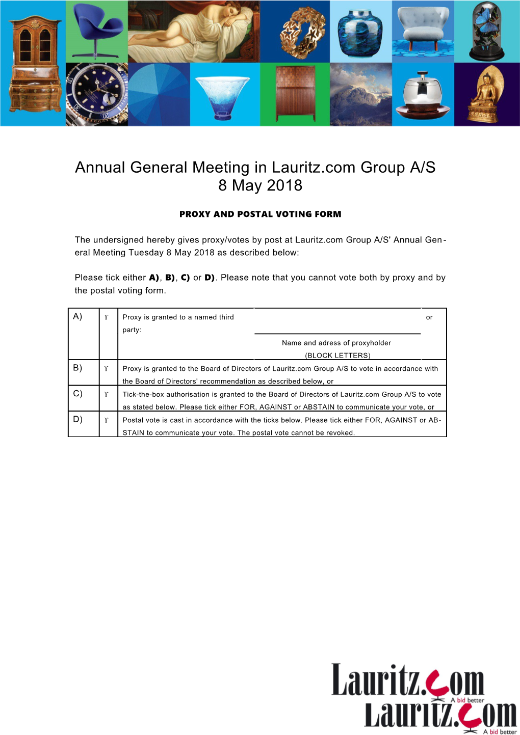Annual General Meeting in Lauritz.Com Group A/S