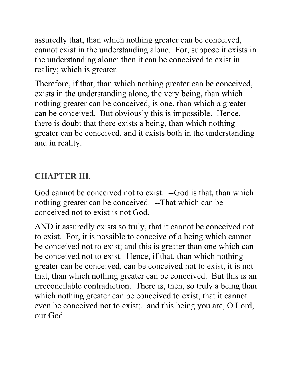 St. Anselm (1033-1109): the Ontological Argument for God S Existence from Proslogium