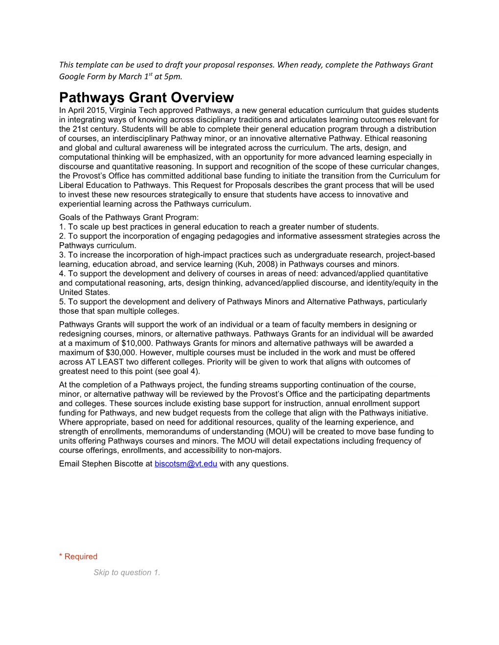 Pathways Grant Overview