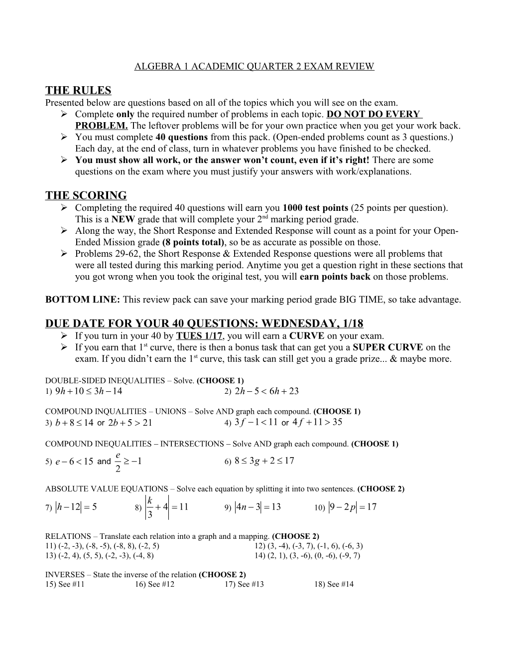 Midterm Review Part 1 Cluster 1 Number Sense