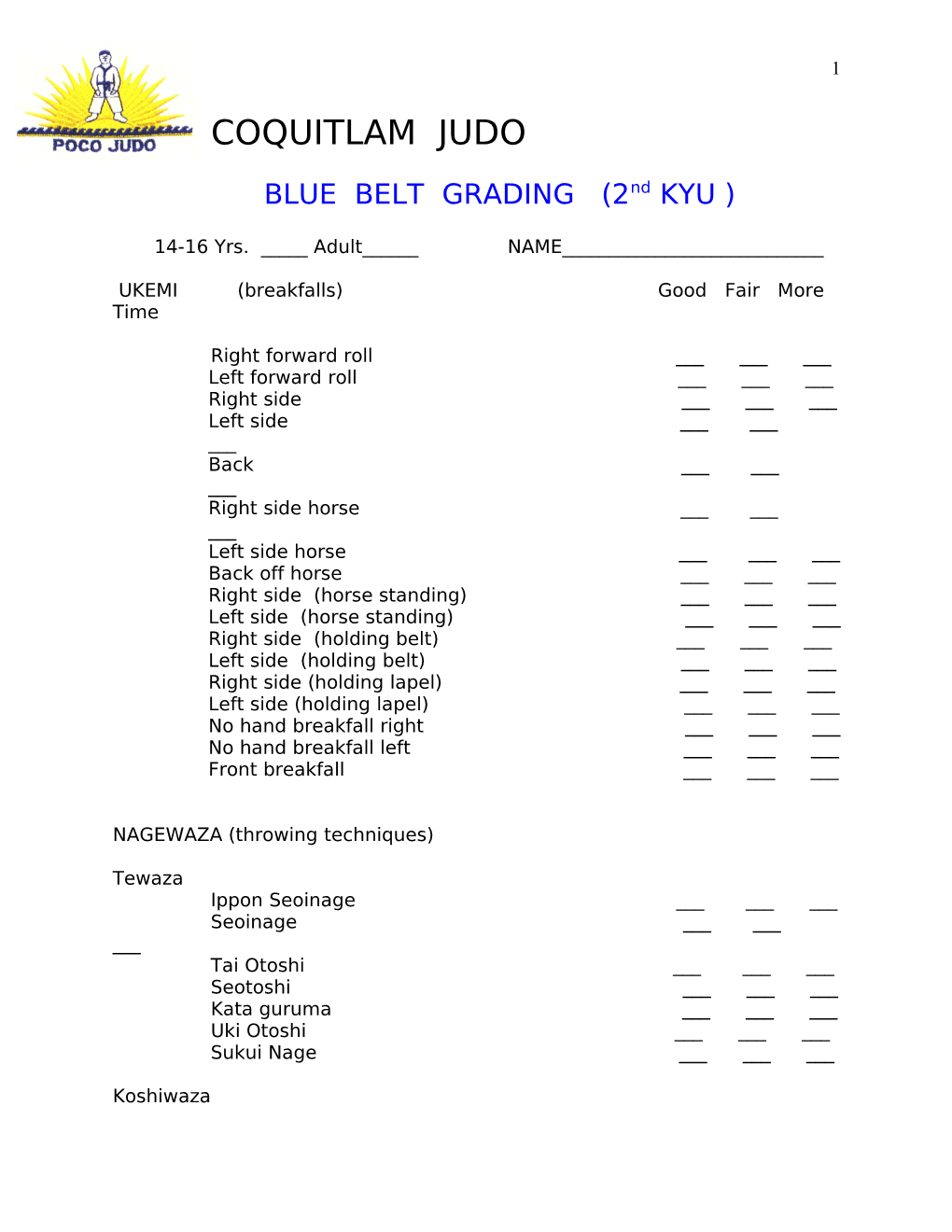 BLUE BELT GRADING (2Nd KYU )
