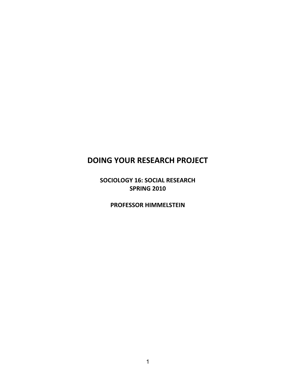 Doing Your Research Project