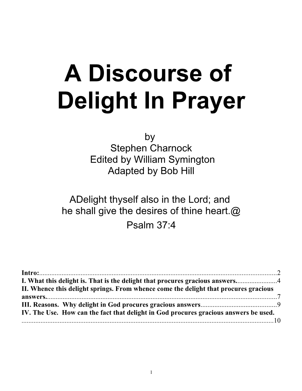 A Discourse of Delight in Prayer