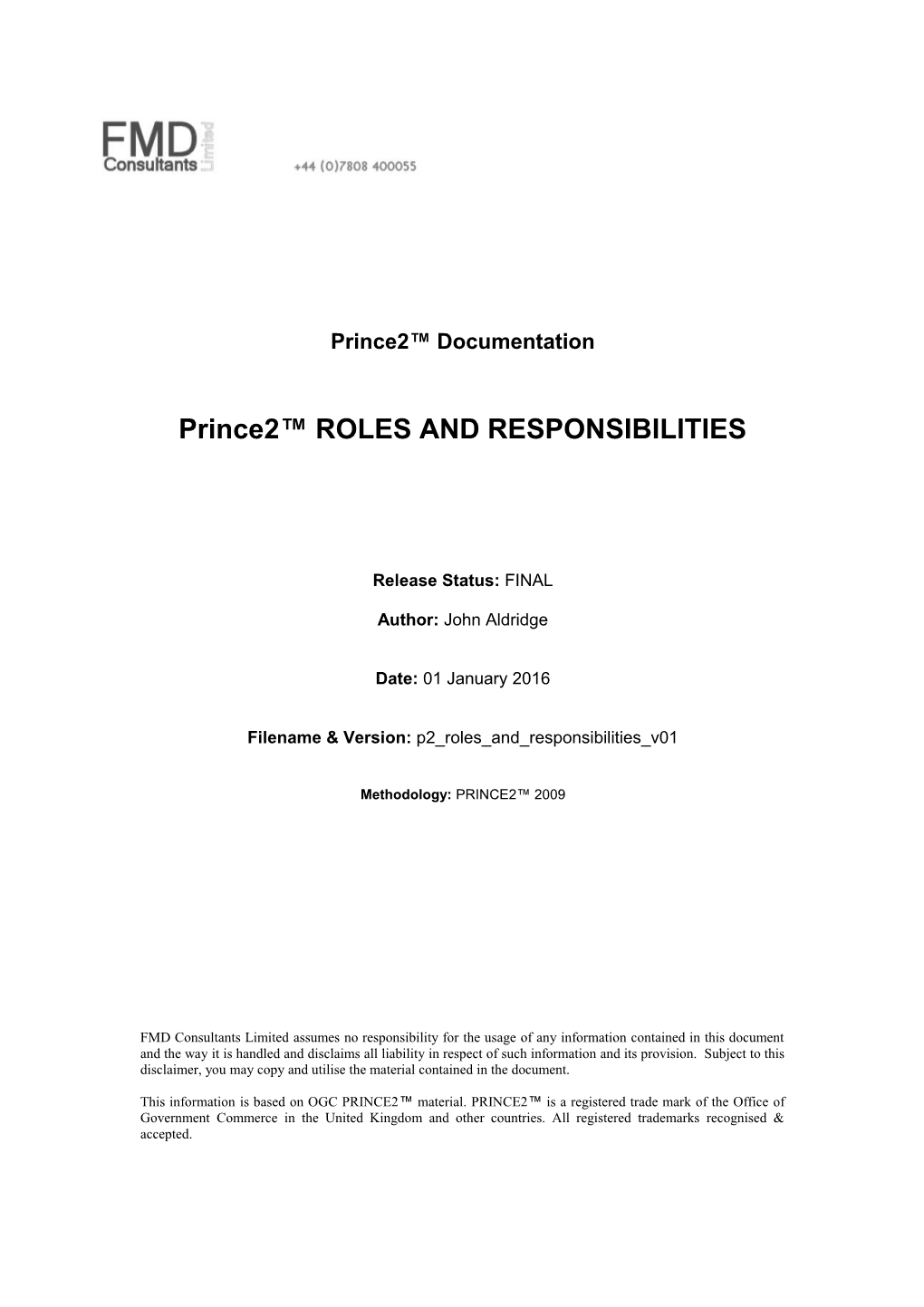 Prince2 Roles and Responsibilities