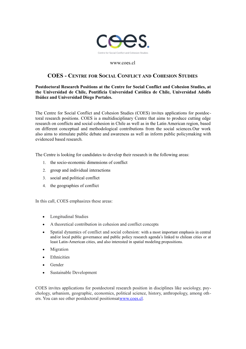 COES - Centre for Social Conflict and Cohesion Studies