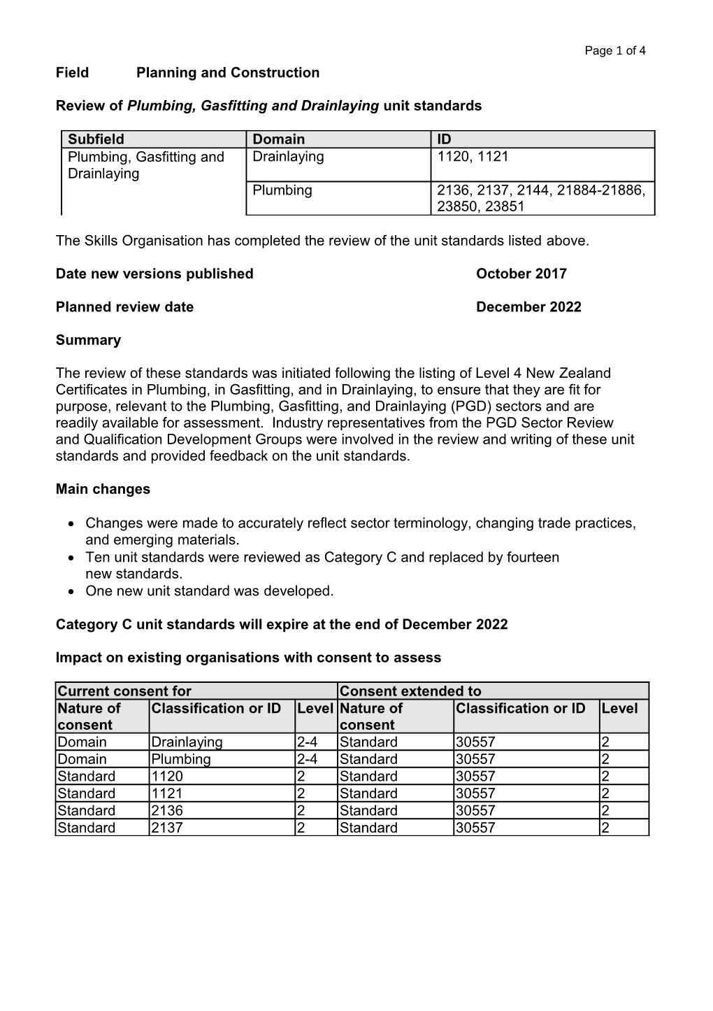 Reviewof Plumbing, Gasfitting and Drainlayingunitstandards