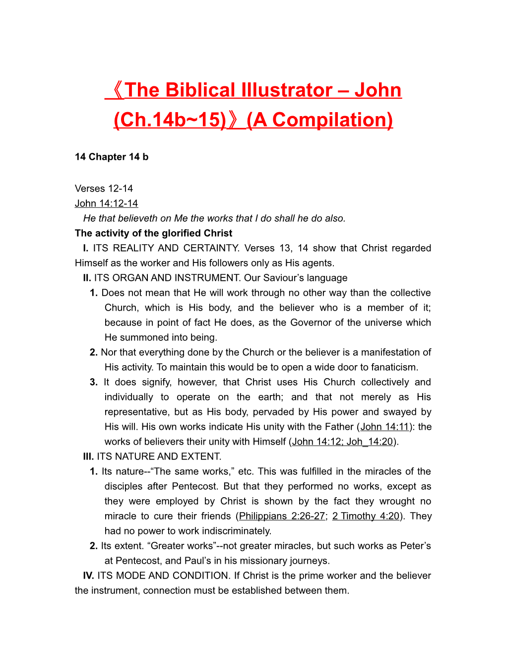 The Biblical Illustrator John (Ch.14B 15) (A Compilation)