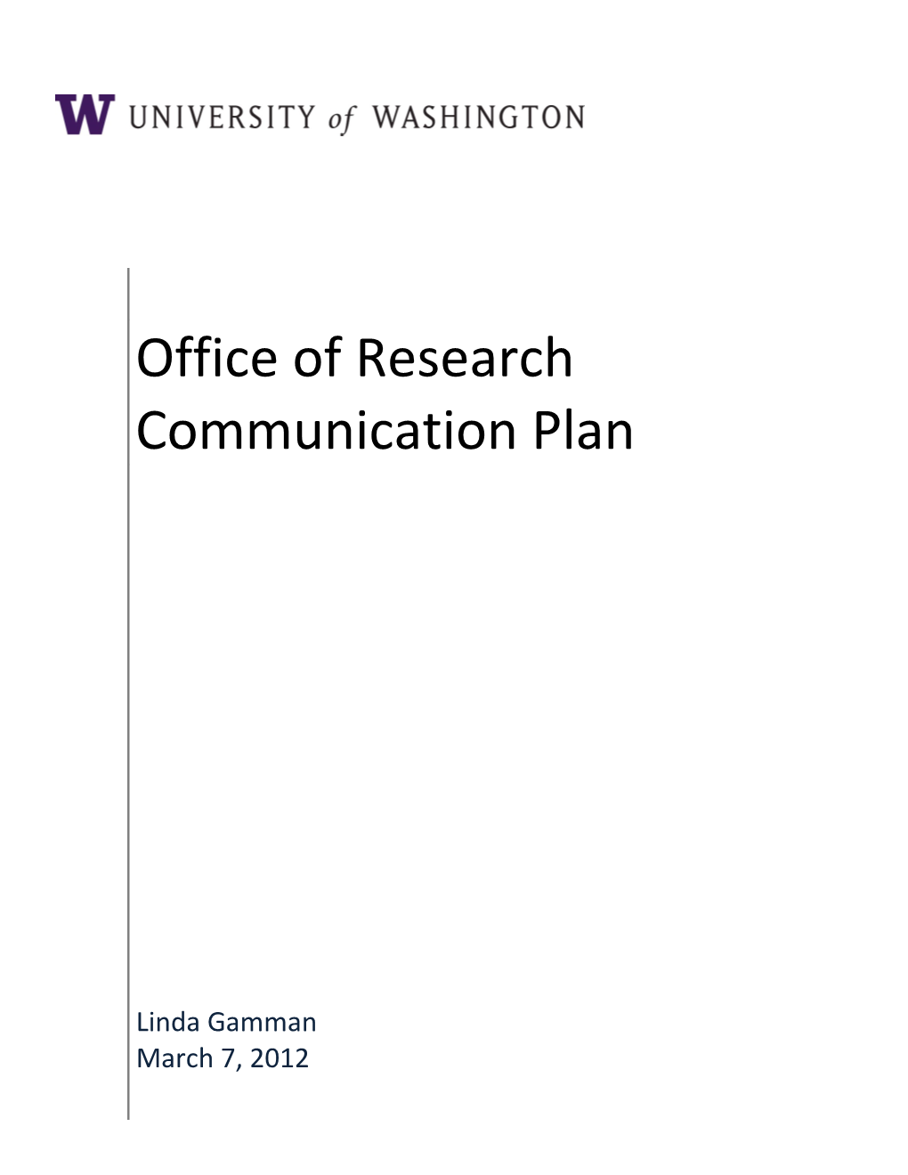 Office of Research Communication Plan