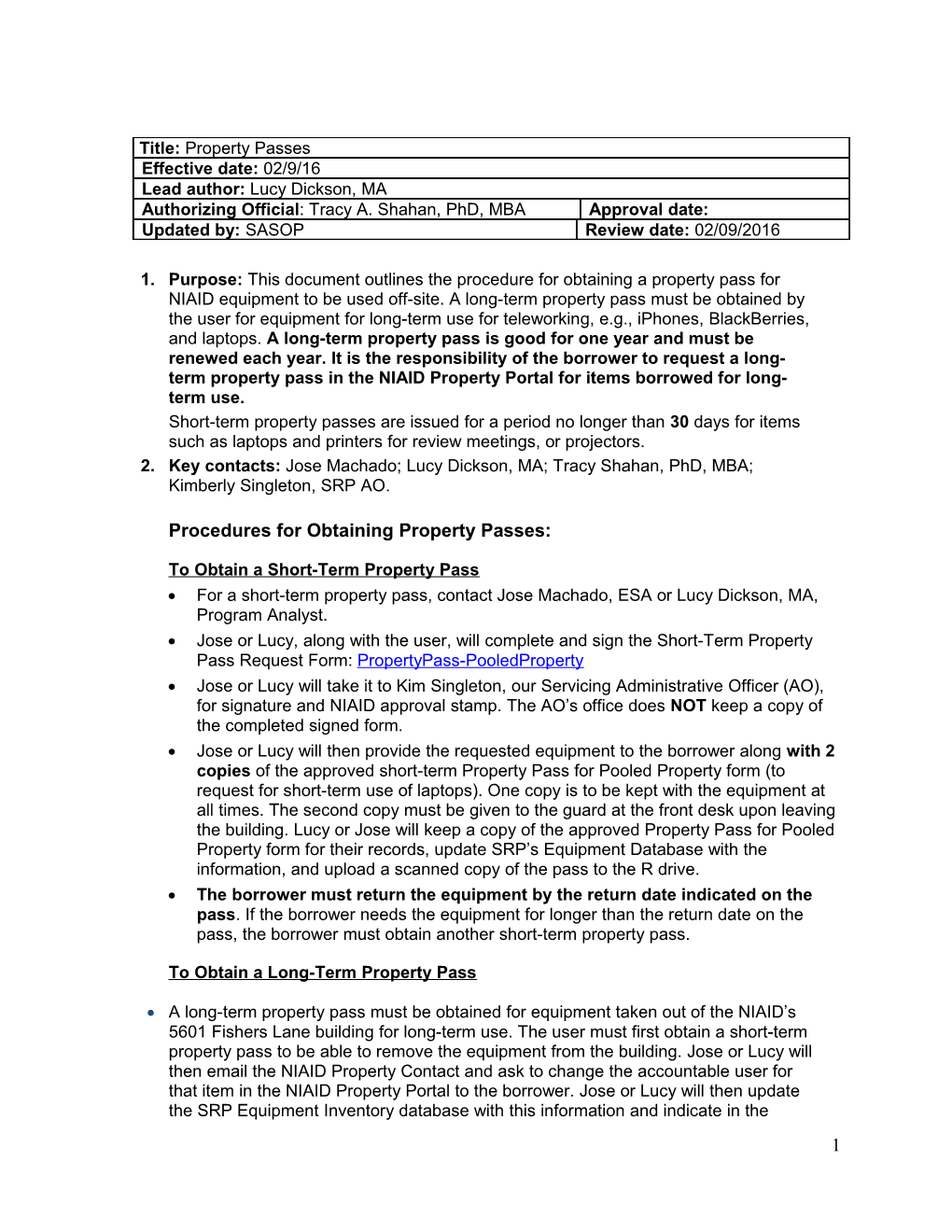 Title: Preparation and Approval Process for New Standard Operating Procedures (Sops)