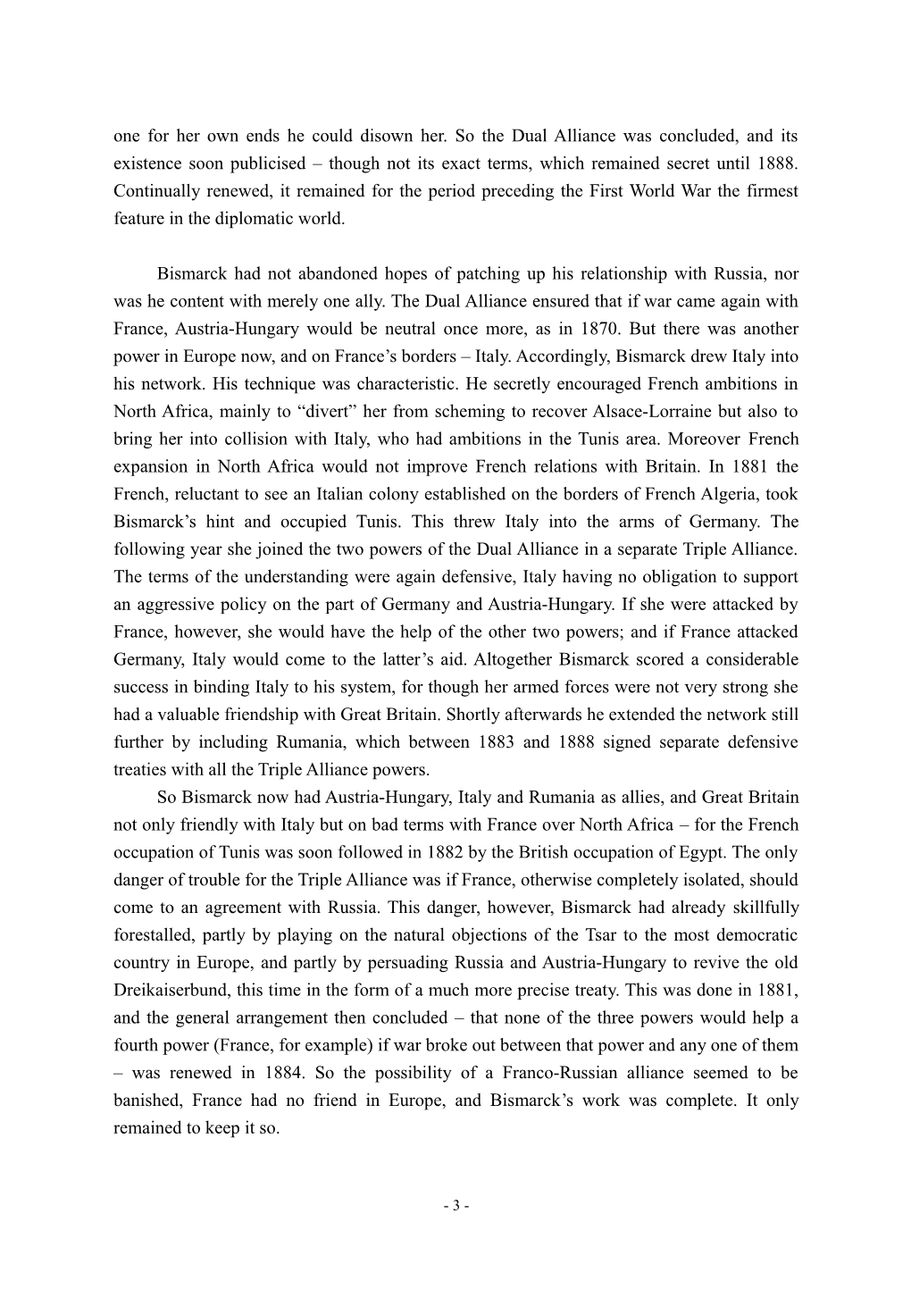 Bismarck S Foreign Policy and the Framing of the European Alliances, 1871-1907