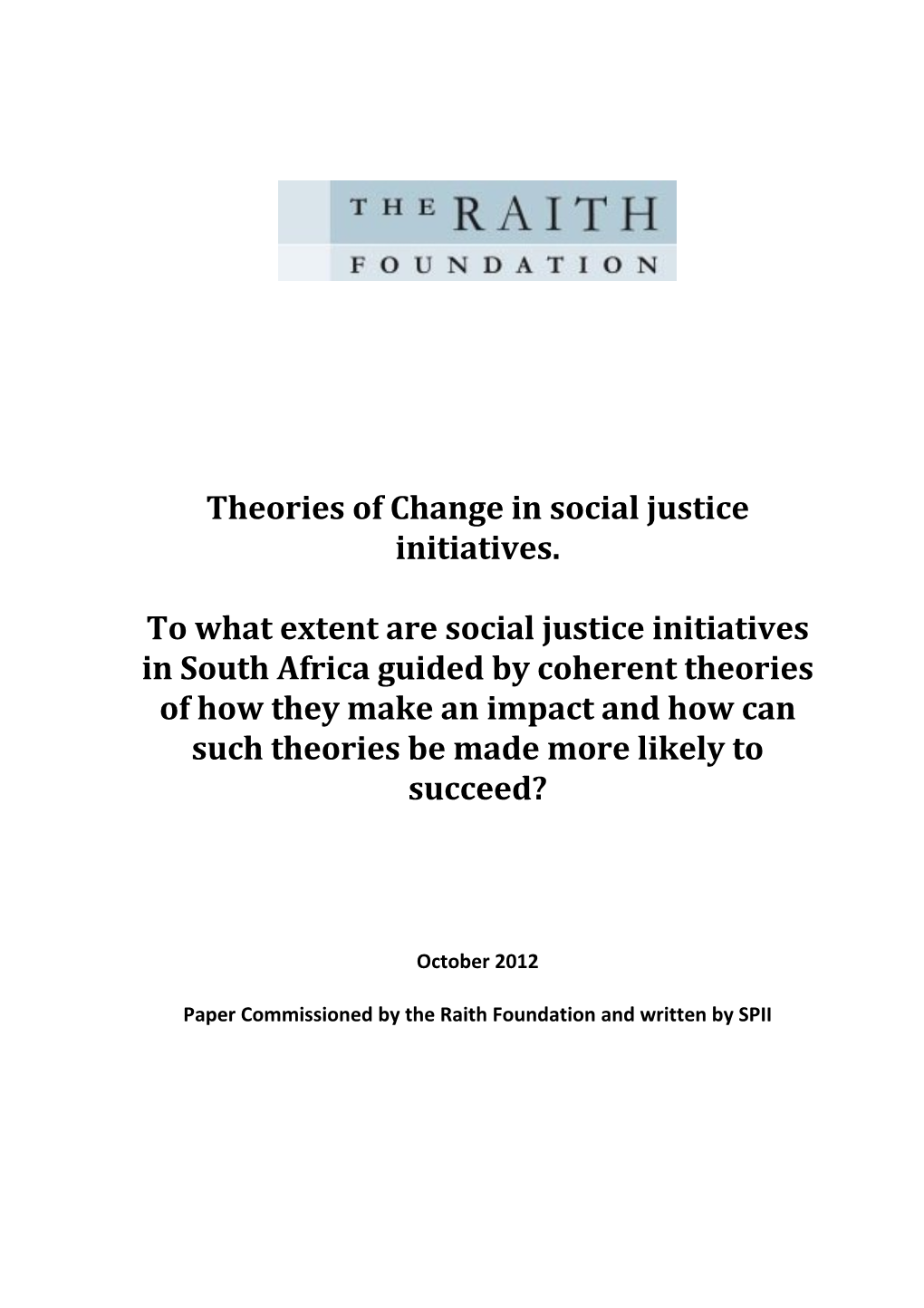 Theories of Change in Social Justice Initiatives