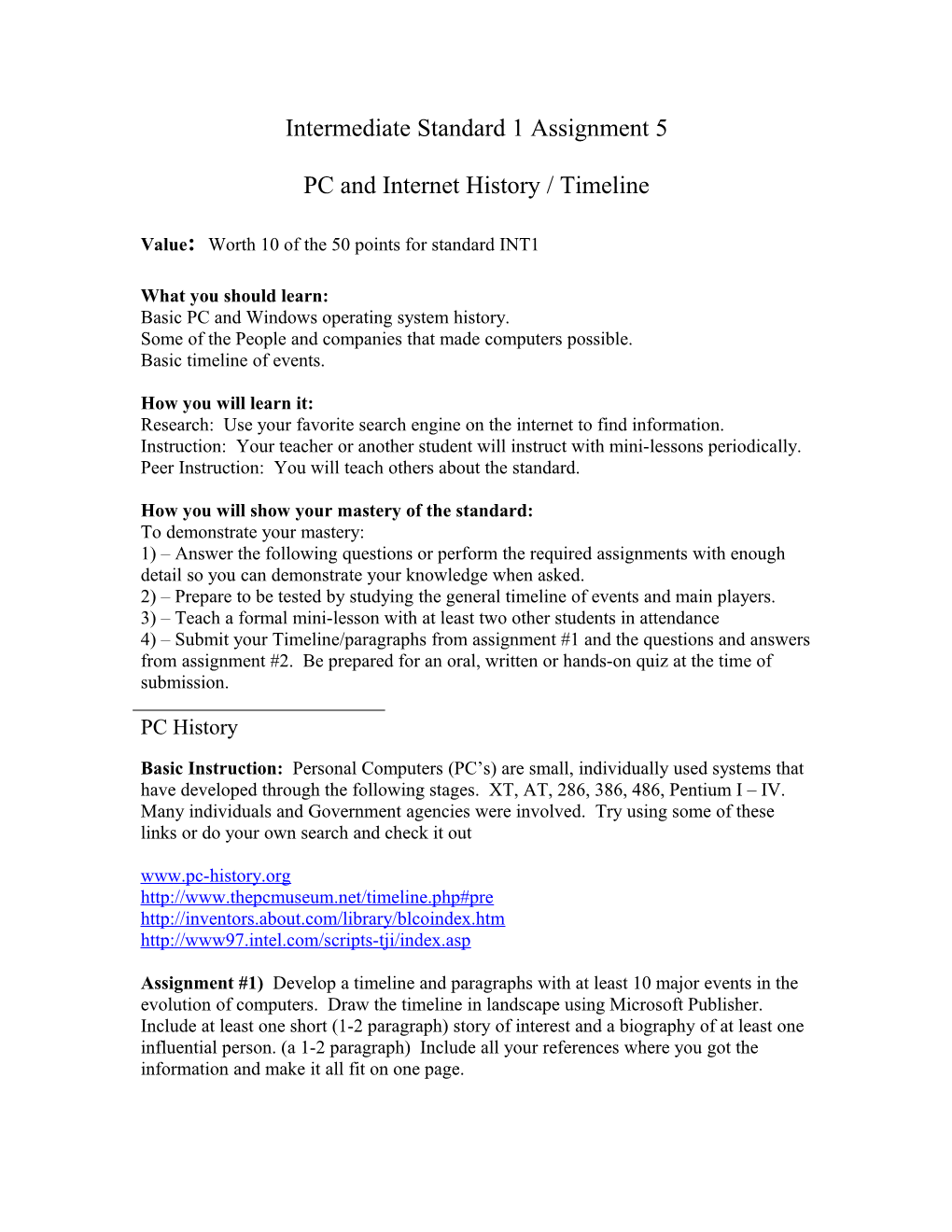 PC and Internet History / Timeline