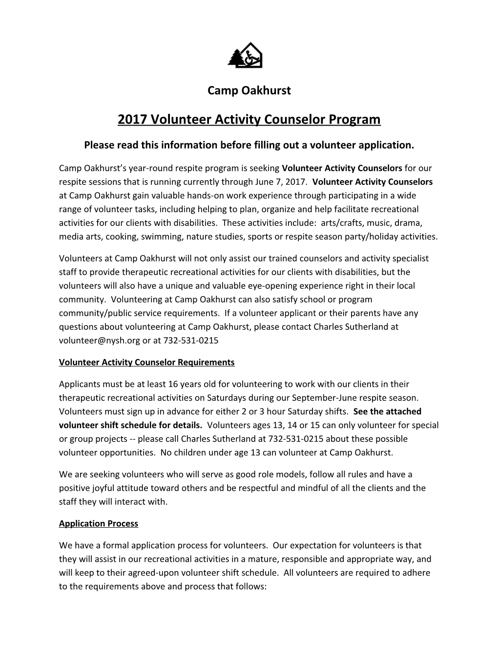 2017 Volunteer Activity Counselor Program