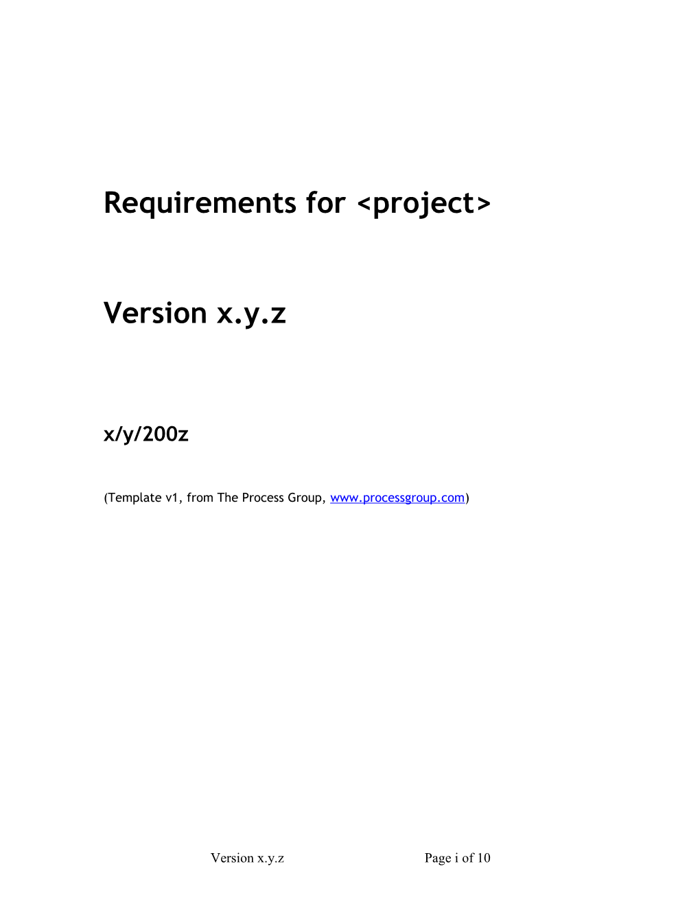 Requirements for &lt;Project&gt;