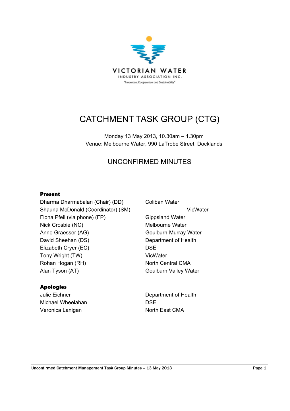 Catchment Task Group (Ctg)