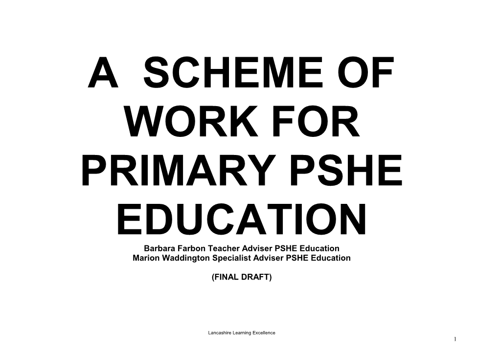 A Scheme of Work for Primary Pshe Education