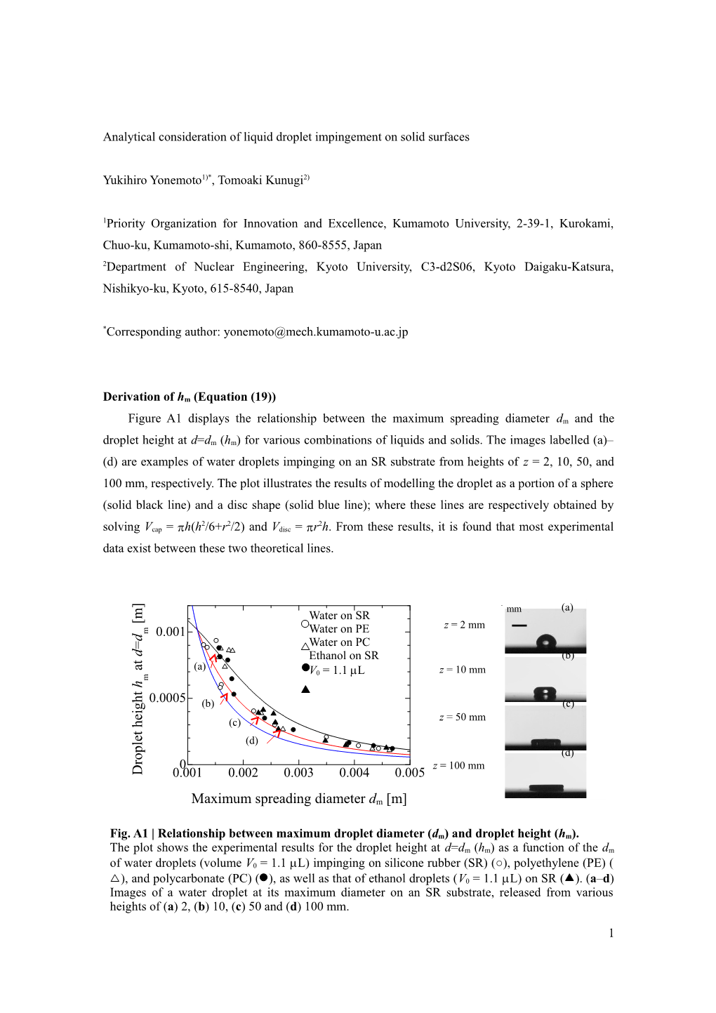 Surface Energy and Geometric Configuration of a Droplet