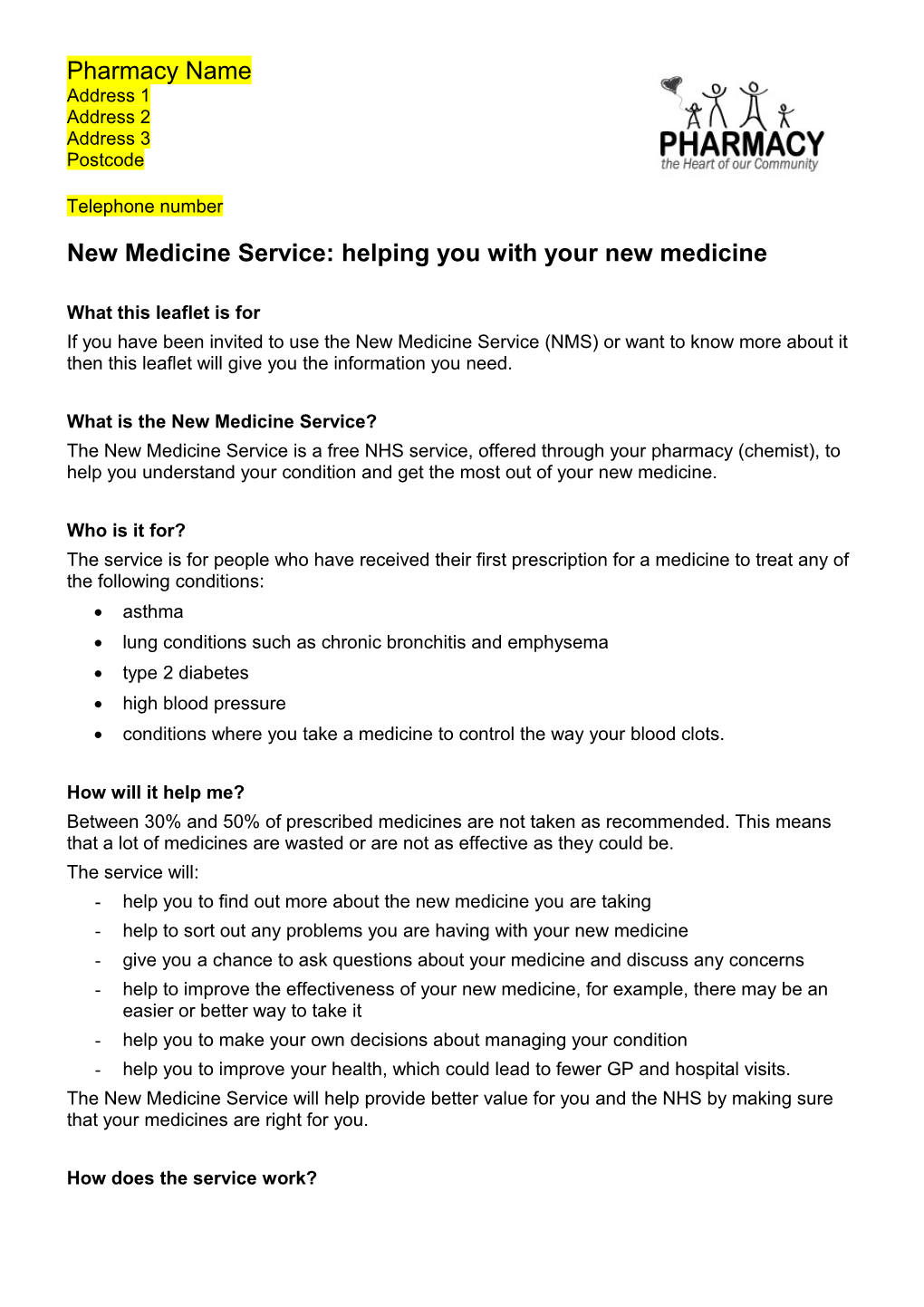 New Medicine Service (NMS) Patient Information Leaflet