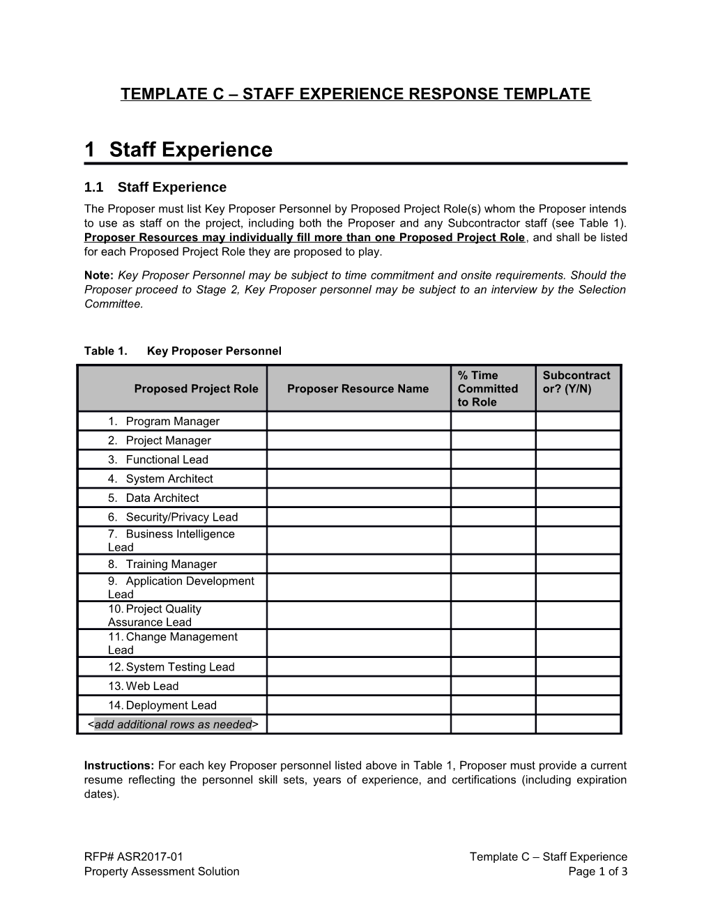 Templatec Staff Experience Response Template