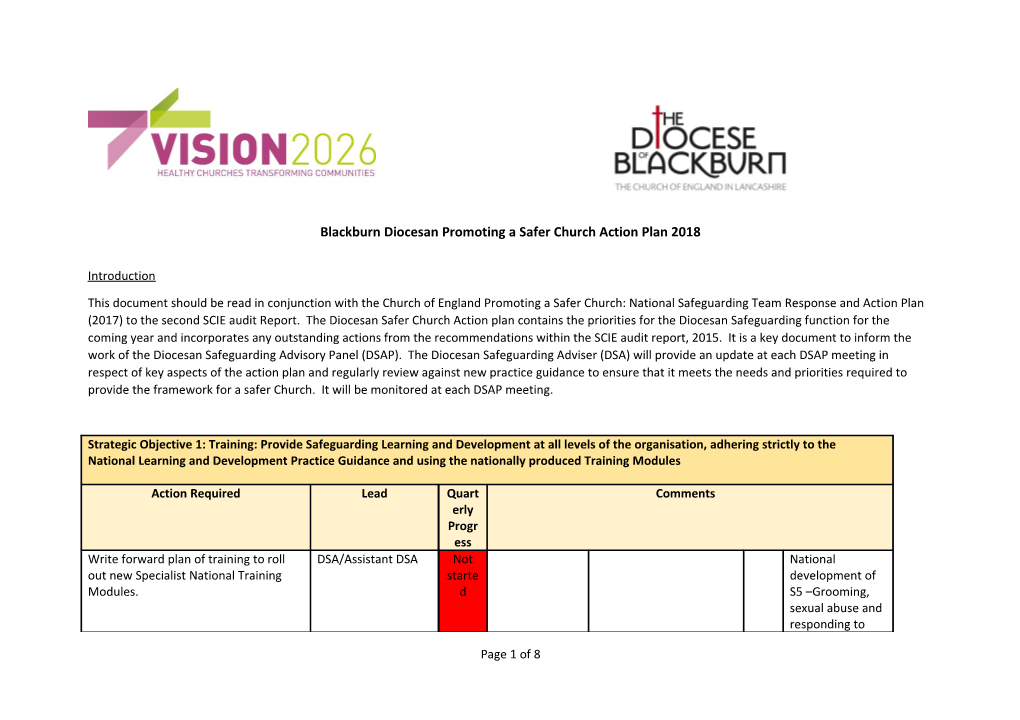 Blackburn Diocesan Promoting a Safer Church Action Plan 2018