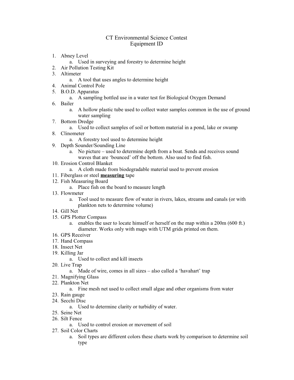 CT Environmental Science Contest