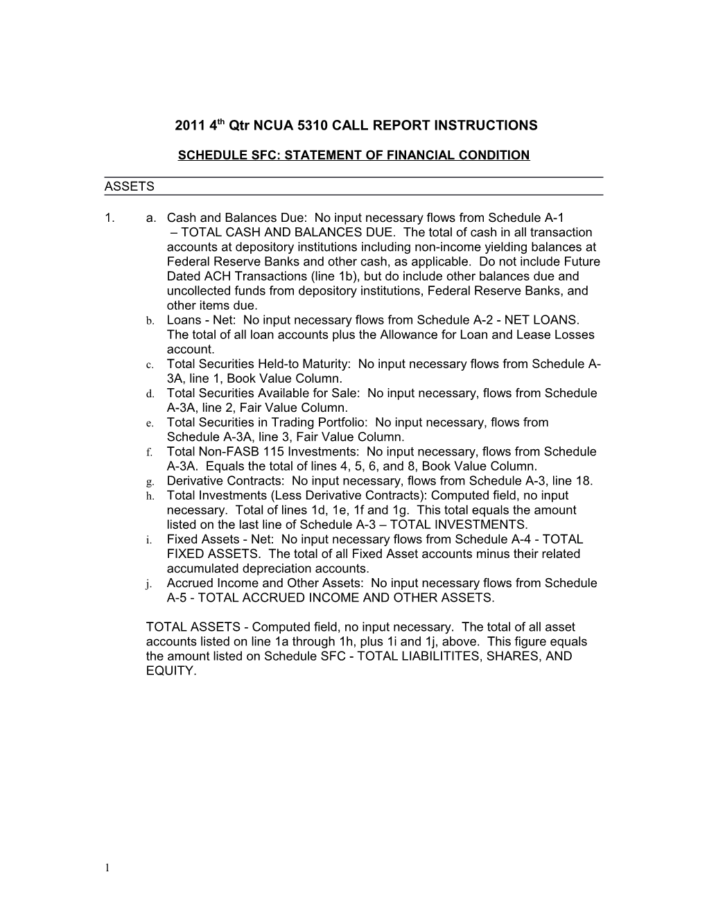 20114Th Qtr NCUA 5310 CALL REPORT INSTRUCTIONS