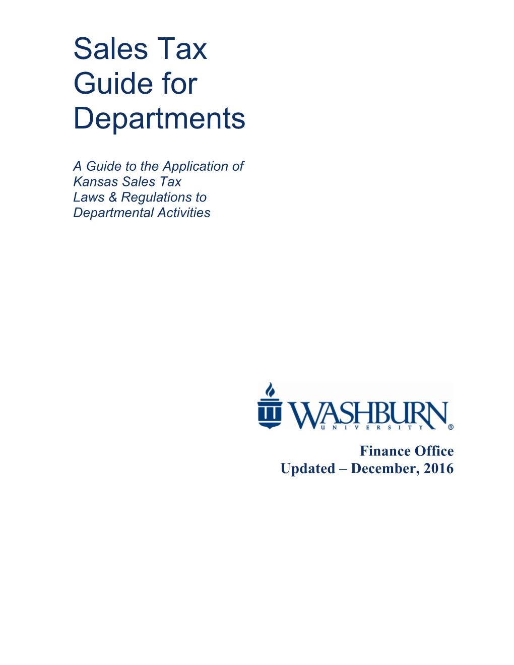 Sales Tax Guide for Departmentsupdated December, 2016