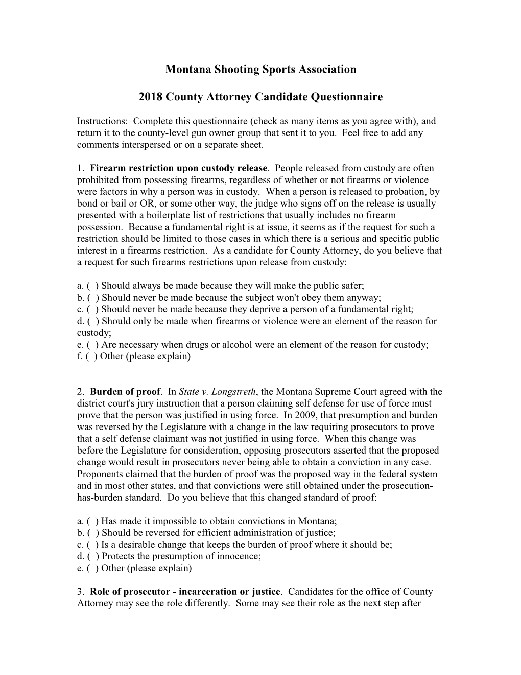 County Attorney Candidate Questionnaire