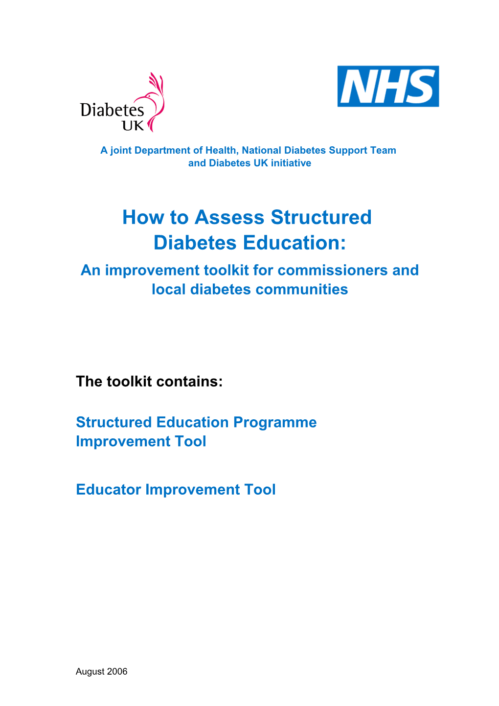 DOH Structured Diabetes Education Self Assessment Tool