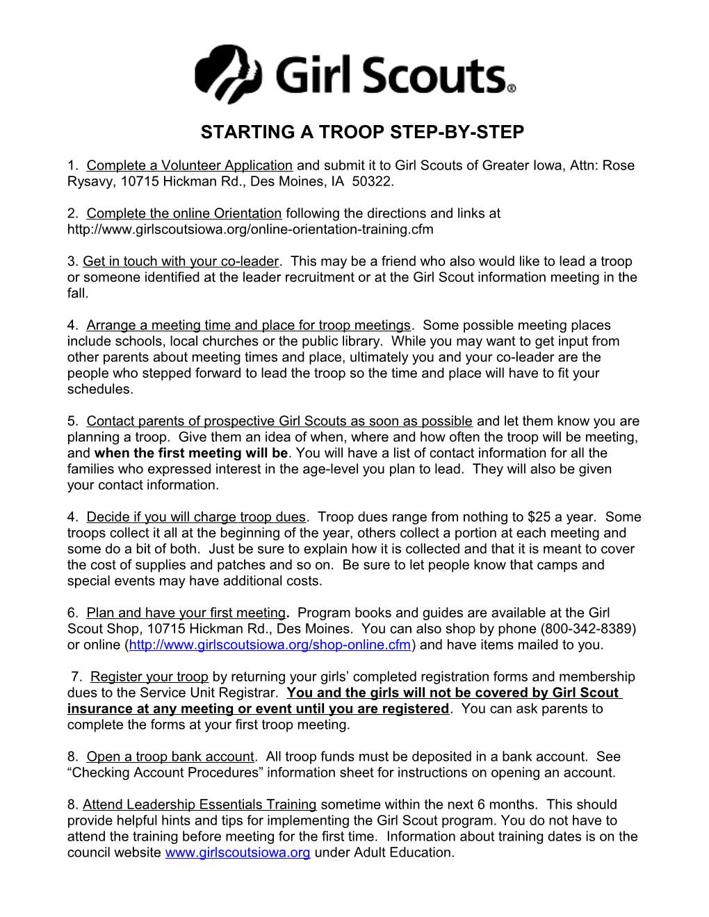 Starting a Troop Step-By-Step