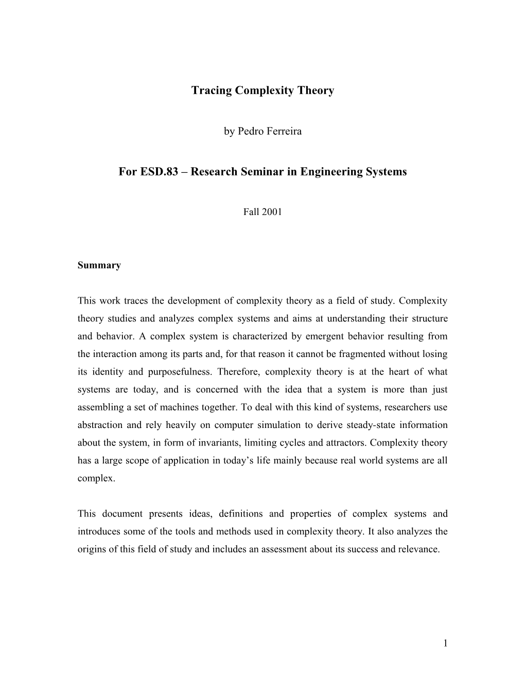 Tracing Complexity Theory