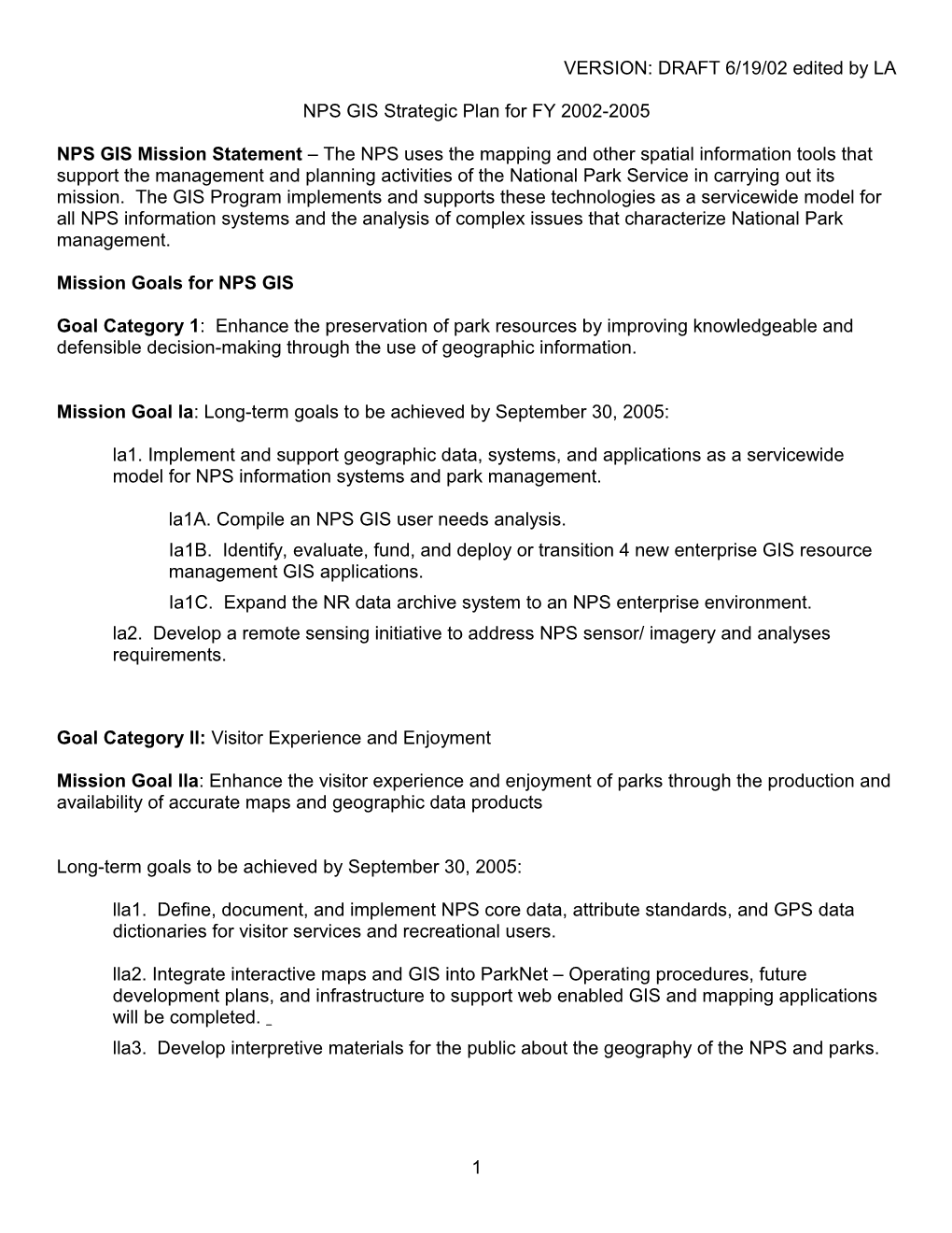 NPS GIS Strategic Plan for FY 2002-2005