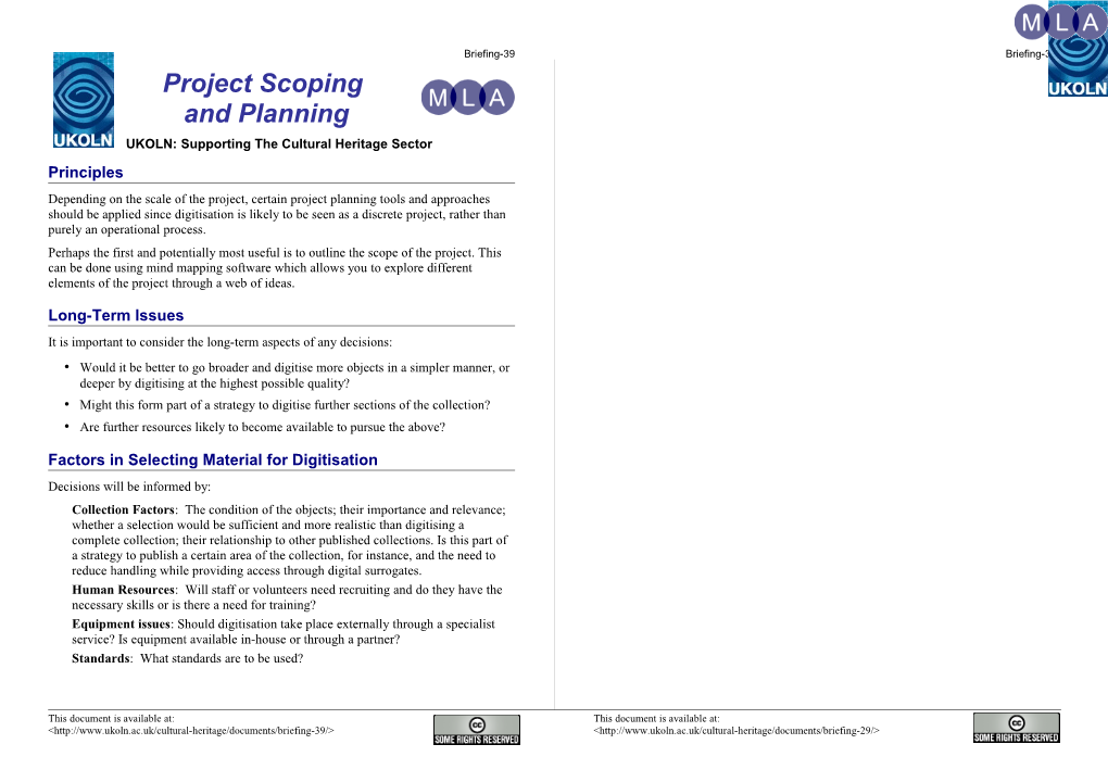 Project Scoping and Planning