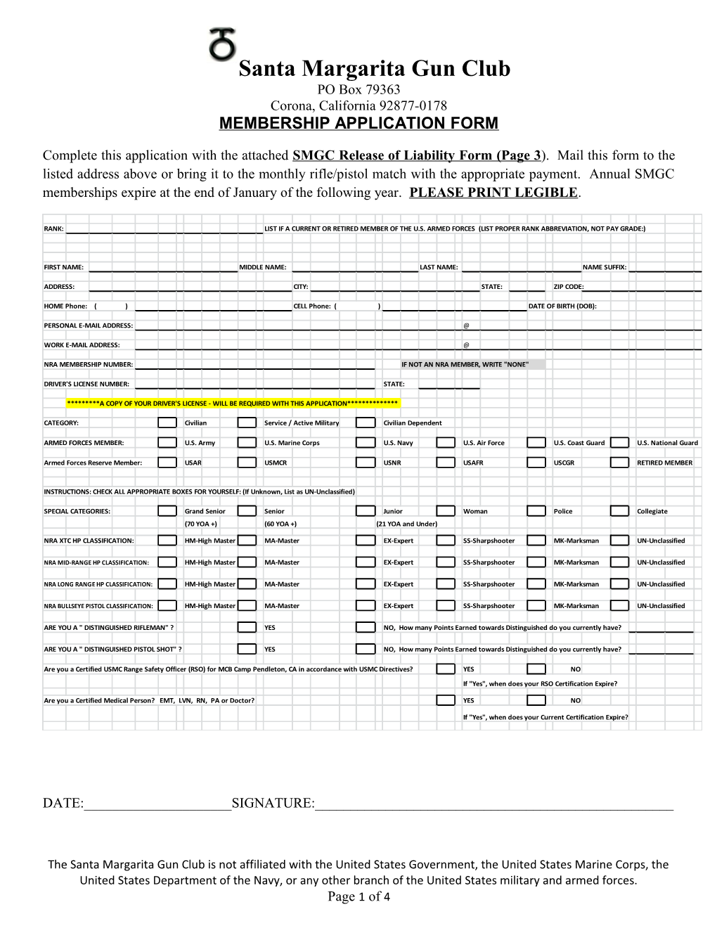 MEMBERSHIP APPLICATION FORM (Continued)