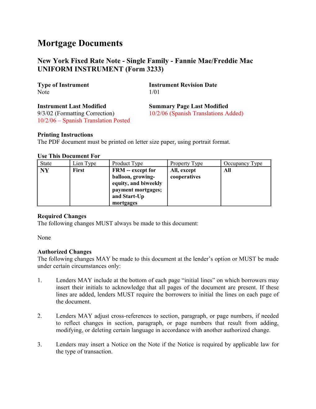 Summary: New York Fixed Rate Note